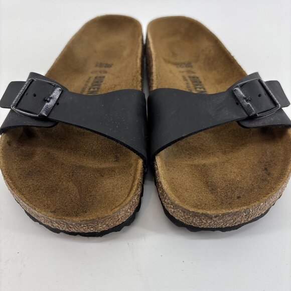 Birkenstock Madrid Birko-Flor Sandals Adjustable Sz US 8 EU 38Black Womens - Picture 2 of 14